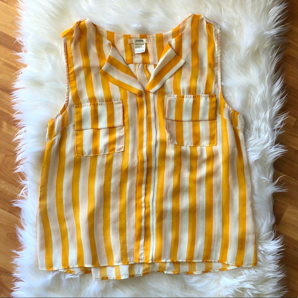 Striped Double Pocket Blouse